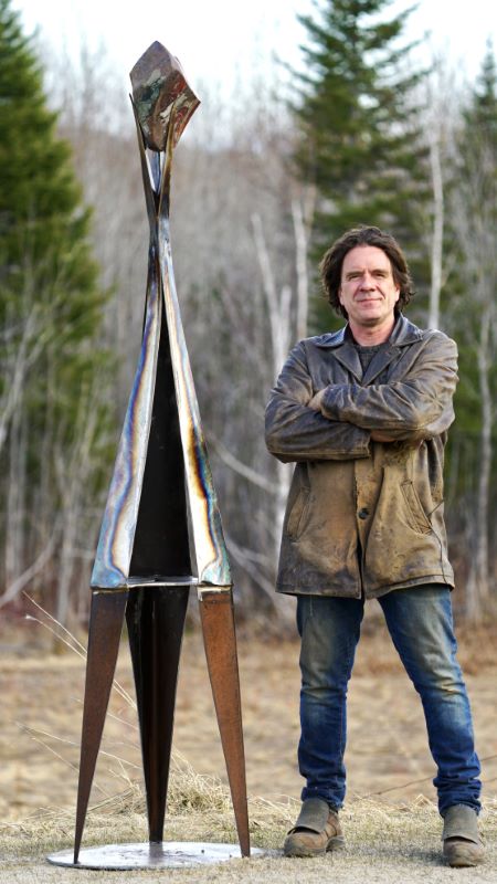 Martin Brisson, The Hat Trick (large red jasper, steel)