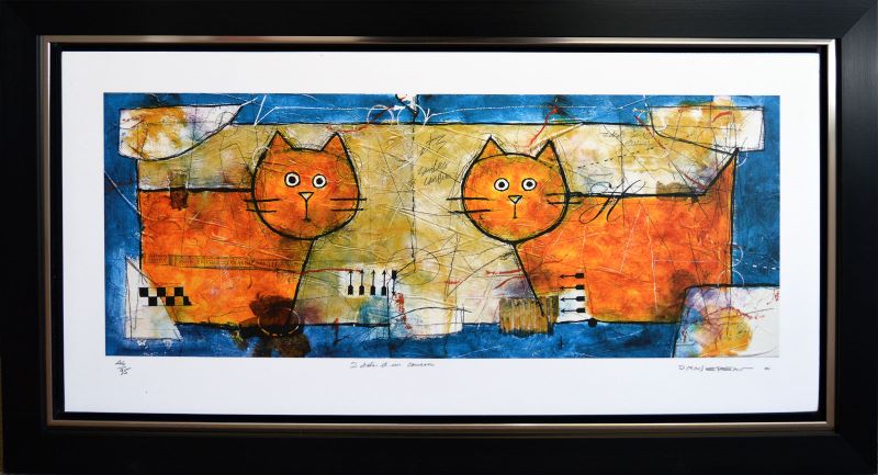 Gérard Dansereau, Two Cats and a Cushion (framed)