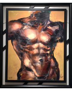 Male torso on ochre encadré