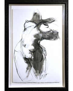Femme en mouvement - acrylique originale sur papier